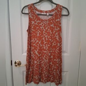 LOGO by Lori Goldstein Terracotta and Cream Patterned Tank Top